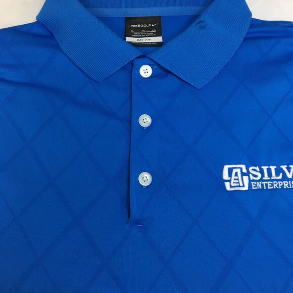 NIKE GOLF POLO SHIRT -XL BLUE SILVEY ENT. - DIAMOND DRI-FIT STRETCH PERFORMANCE - Picture 6 of 12